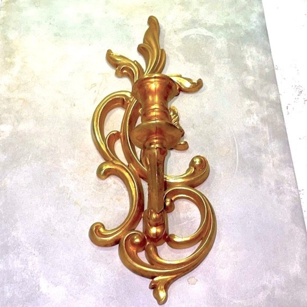 Dart Syroco Pair of 2 Gold Resin Wall Candle Holders Sconces Excellent Condition - Picture 8 of 14